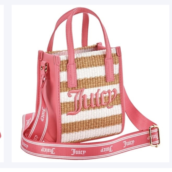 Juicy Couture Stripe Straw Mini Tote NWT - Picture 5 of 14
